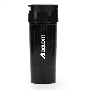 Boldfit Gym Shaker Pro Cyclone Shaker Bottle 500ml with Extra Compartment, Leakproof, Sturdy Ideal for Protein Supplement, Preworkout and BCAAs, BPA Free Sipper Bottle Shaker bottle for Gym