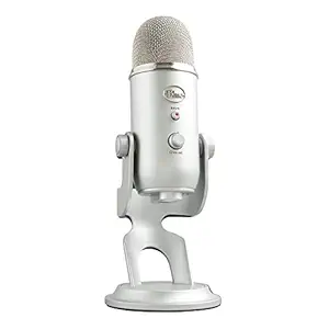 Logitech Blue Yeti USB Microphone for Recording, Streaming, Gaming, Podcasting on PC and Mac, Condenser Mic for Laptop or Computer with Blue VO!CE Effects, Adjustable Stand, Plug and Play - Silver