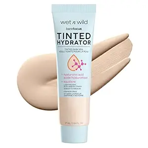 wet n wild Bare Focus Tinted Hydrator Tinted Skin Veil, Lightweight Buildable Coverage with Hyaluronic Acid & Vegan Squalane, Sheer-to-Medium Coverage, Semi-Matte Finish, Cruelty-Free - Light Medium