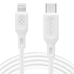 Spigen [Apple MFi Certified USB-C to Lightning Cable [USB PD] for iPhone 14/13/12/11/10/9/8, iPad, AirPods – 1M, White