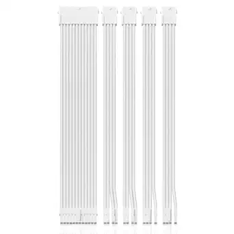 Generic PSU Cable Extension Kit 30CM Length with Cable Combs 1x24Pin/2x8Pin(4+4) EPS/2x8Pin(6P+2P) PCI-E/PC Sleeved Cable for ATX Power Supply (White)