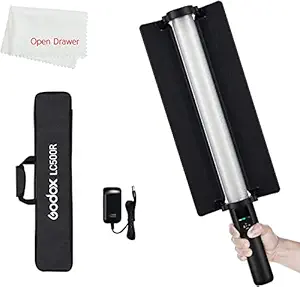 GODOX LC500R RGB LED Light Stick Camera & Photo Accessories Lighting,2500K-8500K Full Color, 14 Lighting Effects, with Barndoor & Carry Bag (Remote Not Included), Black