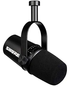 Shure MV7 USB Podcast Microphone for Podcasting, Recording, Live Streaming & Gaming, Built-In Headphone Output, All Metal USB/XLR Dynamic Mic, Voice-Isolating Technology, TeamSpeak Certified - Black