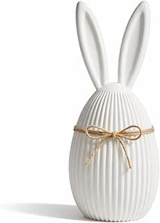 Scandinavian Easter Bunny Decor White - Minimalist Bunny Egg Hygge Style Spring Decoration for Home, Modern Easter Decorations 2026- Made in EU