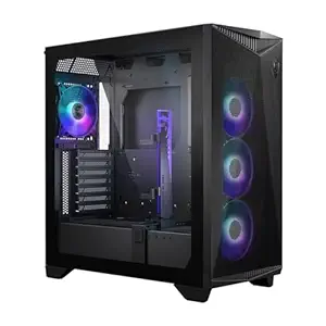 MSI MPG GUNGNIR 300R Airflow Mid-Tower Gaming PC Case with Mesh Front Panel and RGB Lighting - ATX Motherboard Compatibility, Tempered Glass Side Panel, Pre-Installed Fans