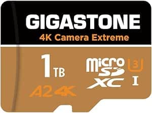[5 Jahre kostenlose Datenwiederherstellung] GIGASTONE 1TB Micro SD Karte, 4K Kamera Extreme MAX, bis zu 160/140 MB/s, MicroSDXC Speicherkarte für Gopro Drohne DJI Switch, A2 V30 U3 +Adapter