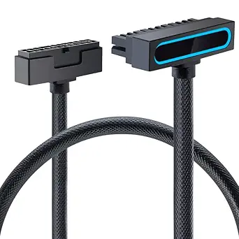 Hydra-24PIN PC PSU Extension Cable ARGB LED, Copper Wire Motherboard Power Extension Cable Integrated Minimalist Design, 2000W Power (Whole Set) Male to Female (Black)