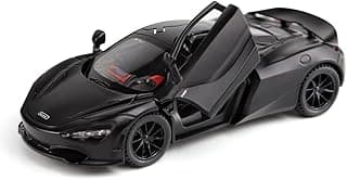 Alloy Collectible Black McLaren 720s Toy Vehicle Pull Back DieCast Car Model with Lights and Sound
