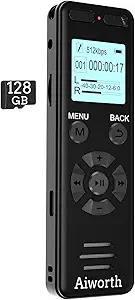 136GB Digital Voice Recorder Voice Activated Recorder for Lectures Meetings - aiworth 9860 Hours Sound Audio Recorder Dictaphone Recording Device with Playback,MP3 Player,Password,Variable Speed.