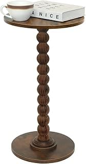 Fultyle Round Side Table, Small Drink Table for Small Spaces, Modern Accent Nightstand with Solid Wood Leg for Living Room, Bedroom, Corners, and Office (Rustic Brown)