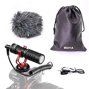 Boya by-MM1 Super-Cardioid Shotgun Auxiliary Unidirectional Microphone (Black)
