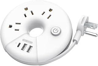 Travel Power Strip, NTONPOWER 3 Outlets 3 USB(1 USB C) Cruise Approved Power Strip, Short Extension Cord 3ft, Travel Essentials for Home, Hotels, Cruise Ship, Vacation, White, i-Donut
