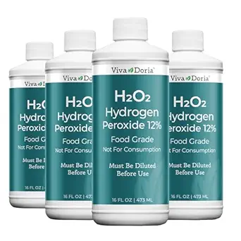 Viva Doria H2O2 Hydrogen Peroxide 12 Percent Aqueous Solution - Food Grade, 16 Fl Oz, 4 Pack (Total: 64 Fl Oz)
