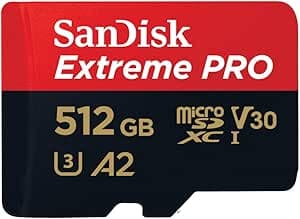 SanDisk Extreme PRO microSDXC UHS-I Speicherkarte 512 GB + Adapter & RescuePRO Deluxe (Für Smartphones, Actionkameras oder Drohnen, A2, Class 10, V30, U3, 200 MB/s Übertragung)