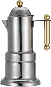 Zerodis Stainless Steel Pot, Italian Coffee Maker with Safety Valve 4 Cups Stovetop Espresso Machine for Home Office Use