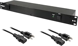 Furman M-8x2 Merit Series 8 Outlet Power Conditioner & Surge Protector with (2) Hosa 18 Gauge Electrical Extension Cable