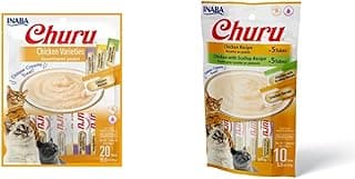 Churu Cat Treats, Grain-Free, Lickable, Squeezable Creamy Puree Cat Treat/Topper, 0.5 Ounces Each Tube, 20 Tubes, Chicken Variety