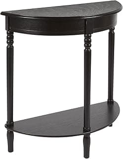 Decor Therapy Half Moon Entry Table, With Shelves & Easy Assembly, Farmhouse Entryway Table, Black, Wood - (28.5" x 11.8" x 28.5")