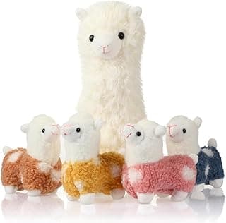 Civaner Llama Stuffed Animal with 4 Baby Llama Plushies Cute Alpaca Plush Set Soft Kawaii Alpaca Pillow for Kids Girls Mother's Day Graduation Birthday Party Charity Donation Home Decor(White)