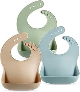 PandaEar Set of 3 Silicone Baby Bibs Waterproof, Soft, Unisex, 10-72 Months
