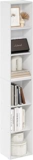 Furinno LUDER Book Shelf, 6-Tier Tall Modern Bookshelf, Bookcase with Open Shelves, 9.3 x 12 x 71, for Living Room, Bedroom, Home Office, White