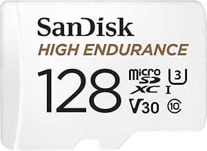 SanDisk High Endurance microSDXC Speicherkarte 128 GB + Adapter (Für Dash-Cams und private Überwachungskameras, 100 MB/s Lesen, V30 für Full-HD und 4K-Videos)