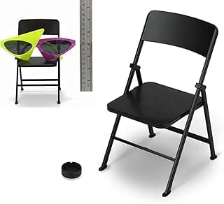 DS. DISTINCTIVE STYLE Doll Chair 1/6 Scale Mini Folding Chair for 12 Inch Action Figure Black Tiny Miniature Furniture for Dollhouse Decoration