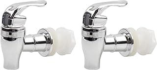 Cornucopia Brands Push Style Spigots for Beverage Dispenser Carafes (2-Pack), Replacement Lever Pour Spouts, Chrome Design Lock Open Style