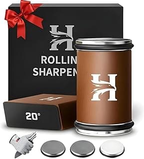 Rolling Knife Sharpener Kit – 3-Stage 400/1000/3000 Grit Discs – 15° & 20° Magnetic Angles – Replaceable Diamond & Ceramic Discs – Professional Kitchen & Chef Knife Sharpening System