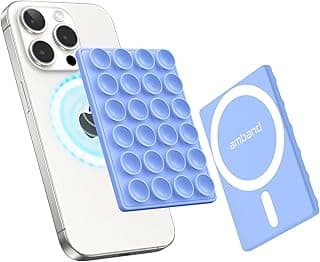 amBand Airplane Travel Essential Accessories Phone Holder for Women Men, Magnetic Suction Cup Phone Mount for Flying Plane Seat Back Screen, Long Flight Must Have Hands-Free for Selfie/Video, Sky Blue
