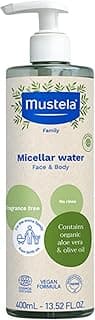 Mustela Certified Organic Micellar Cleansing Water -No-Rinse Natural Water Cleanser w/Olive Oil & Aloe Vera - For Baby, Kid & Adult - Fragrance Free, EWG Verified & Vegan -13.5 oz-Packaging may vary