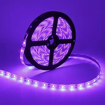 LED UV Black Light Strip Kit, 16.4FT/5M Ultraviolet Waterproof IP65 3528 300LEDs, 395nm-405nm Blacklight for DJ Bar Club Party Decor Night Fishing with 12V Power Supply