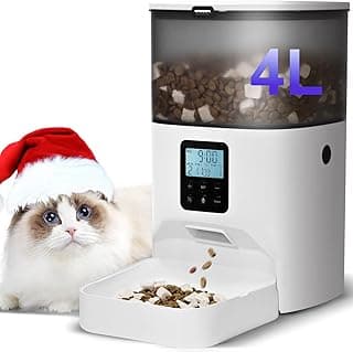 Automatic Cat Feeder, 4L Cat Food Dispenser with 10s Voice Recorder, Pet Feeder up to 8 Meals per Day, Timed Dog Feeder with Dry Food Sealed Ring