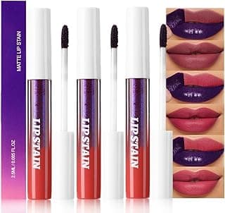 evpct 3Pcs Peel Off Lip Stain Tints, Maroon Mauve Red Matte Liquid Lipstick Lip Stain Long Lasting Waterproof for Women, Non-stick Cup Lipstick Peel Off Highly Pigmented Smudge-proof, 01# & 02# & 03#