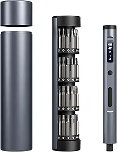 Mini Electric Screwdriver Cordless Set - 60-in-1 rechargeable Precision Screwdriver Set with 4 LED Lights, 3-Level Torque, Aluminum Magnetic Storage Box for Laptop/PC/Phone/Watch/Camera