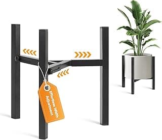 Plant Stand Indoor Adjustable, Metal Modern Indoor Plant Stand, Heavy Duty Plant Stands Outdoor Corner, Stable Plant Holder, Fits 8 to 12 Inches Pots, Black, 1 Pack, Pot & Plant Not Included