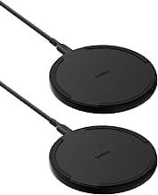 Belkin Wireless Charging Pad 15W - Qi Charger, Charging Station for Apple iPhone 17, iPhone 16/15/14 Series, AirPods, Samsung Galaxy S25, Galaxy S24, Pixel - 5ft Cable Included - Black, 2-Pack