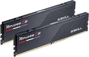 G.SKILL Ripjaws S5 Series DDR5 RAM (Intel XMP 3.0 & AMD Expo) 64GB (2x32GB) 6000MT/s CL36-36-36-96 1.35V Desktop Computer Memory U-DIMM - Matte Black (F5-6000J3636F32GX2-RS5K)