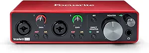 Focusrite Scarlett 2i2 3rd Gen USB Audio Interface for Recording, Songwriting, Streaming and Podcasting — High-Fidelity, Studio Quality Recording, and All the Software You Need to Record