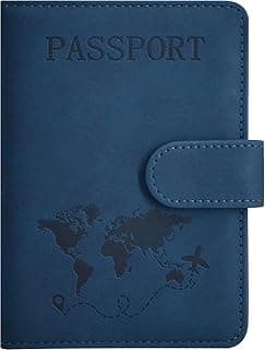 Passport Holder, Passport Cover with Credit Card Slot and Boarding Pass Slot Combo, Passport Wallet Case Book Travel Must Have, RFID Blocking Leather Travel Accessories, Dark Blue