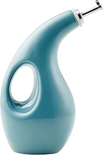 Rachael Ray 48467 Ceramic EVOO Oil and Vinegar Dispensing Bottle with Spout, 24 Ounce - Agave Blue