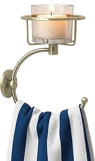 100% Solid Brass Hand Towel Holder, Champagne Bronze Towel Hook, Bathroom Towel Holder with Candle Holder for Wall Décor, Brass Bathroom Accessories, Wall Vase Holder