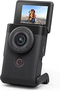 Canon PowerShot V10 Compact Vlogging Camera, 1" CMOS Sensor, 4K Video Streaming, Built‑in Wide‑Angle Zoom Lens, Flip‑LCD & Stereo Mic, Image Stabilization, Creator Studio in Your Pocket, Black