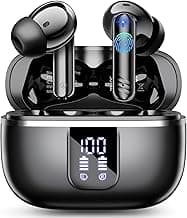 2026 New Wireless Earbuds, Bluetooth 5.4 Headphones with Noise Cancelling Mic, 46H Headphones with 3D Bass Stereo Sound, Ultralight, USB-C LED, Waterproof IPX7 Earphones for Android iOS. Black