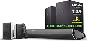 Nakamichi 7.2.4Ch 800W Dolby Atmos Soundbar with Dual Subwoofers, Rear Speakers - 360° Cinema Sound
