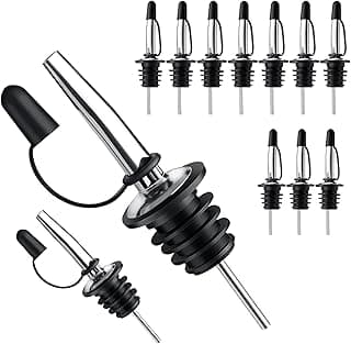 Pafusen 12 Pack Liquor Pour Spout With Dust Caps - Bottle Pourers for Alcohol, Olive Oil - Speed Pourers, Bar Bartender Accessories