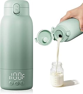 Portable Bottle Warmer for Travel, Baby Milk Warmer with Fast Heating & Long Battery Life, 17 Ounces Large Capacity Bottle Warmer with Long-Lasting Keep Warm Function, Green