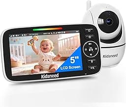 Kidsneed Baby Monitor with Camera and Audio - 5 inch 720P Video Baby Monitor, No WiFi, 48H Battery Life, Night Vision, Two Way Talk, Remote Pan Tilt Zoom, Thermal Monitor，1000 ft Range （530）