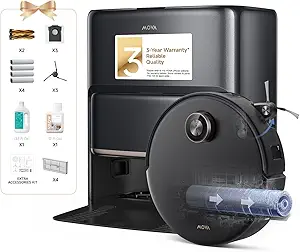 Mova Z60 Ultra Roller Complete Robot Vacuum and Mop, 28,000Pa Suction, 3.14in Obstacle Crossing, AutoShield for Carpet Protection, Zero Tangling Duobrush, Extendable Roller & Side Brush