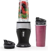 Ninja Fit Compact Personal Blender | For Smoothies, Shakes & Frozen Drinks | (2) 16-oz. To-Go Cups with Spout Lids | 700-Watt Countertop | Black | QB3001SS